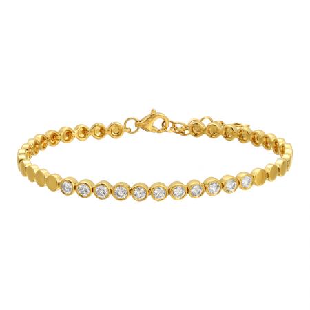 14K Yellow Gold Diamond Bezel Disc Bracelet