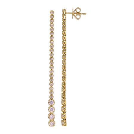 14K Yellow Gold Graduated Diamond Drop Earrings