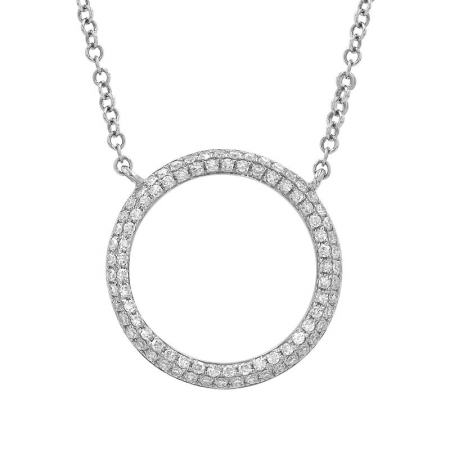 14K White Gold Diamond Open Circle Necklace