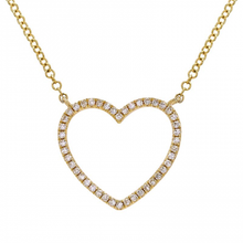 Load image into Gallery viewer, 14K Yellow Gold Diamond Open Heart Necklace
