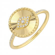 Load image into Gallery viewer, 14k Yellow Gold Fluted Evil Eye Diamond Ring
