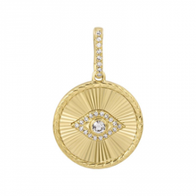 Load image into Gallery viewer, 14k Yellow Gold Fluted Evil Eye Diamond Charm
