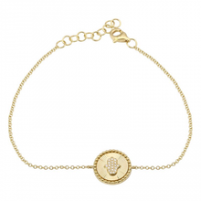 Load image into Gallery viewer, 14K Yellow Gold Diamond Chamsa Fluted Bracelet
