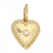 Load image into Gallery viewer, 14K Yellow Gold Diamond Fluted Heart Charm
