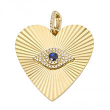 Load image into Gallery viewer, 14k Yellow Gold Fluted Evil Eye Heart Charm

