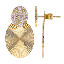 Load image into Gallery viewer, 14K Yellow Gold Fluted Diamond Earrings

