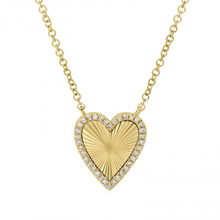 Load image into Gallery viewer, 14K Gold Diamond Fluted Heart Necklace
