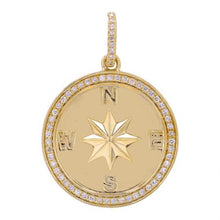 Load image into Gallery viewer, 14k Yellow Gold Compass Diamond Charm
