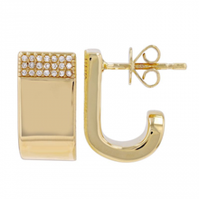 Load image into Gallery viewer, 14K Yellow Gold Diamond Curved Earring

