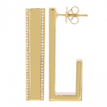 Load image into Gallery viewer, 14K Yellow Gold Diamond Block Earrings
