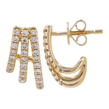 14K Yellow Gold Diamond Cage Earrings
