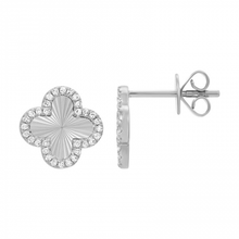 Load image into Gallery viewer, 14K Yellow Gold Diamond Fluted Clover Studs
