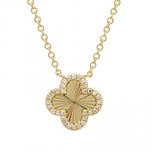 Load image into Gallery viewer, 14K Yellow Gold Diamond Fluted Clover Necklace

