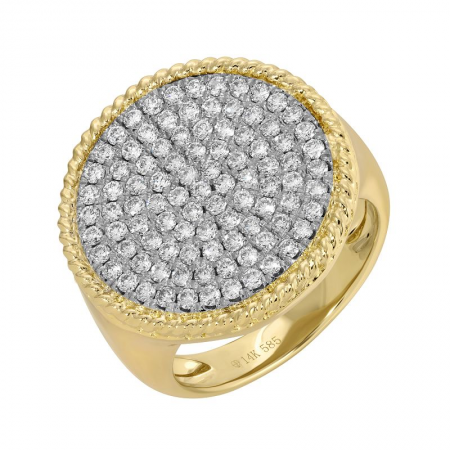 14k Yellow Pave Diamond Circle Ring