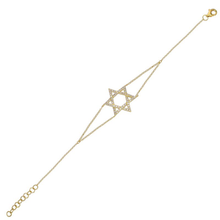 Load image into Gallery viewer, 14K Yellow Gold Double Chain Diamond Star of David Bracelet
