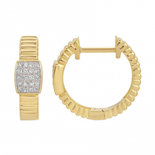Load image into Gallery viewer, 14k Yellow Gold Medium Fluted Diamond Huggies
