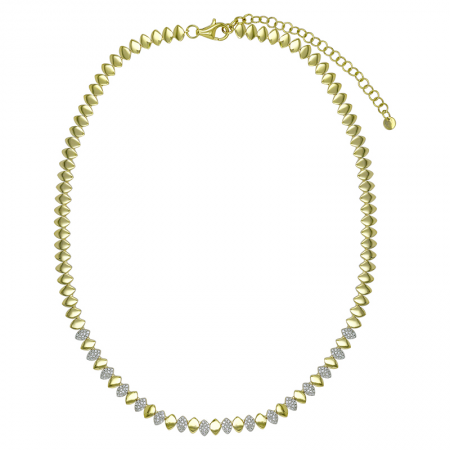 14K Yellow Gold Oval Shape Alternating Diamond Necklace