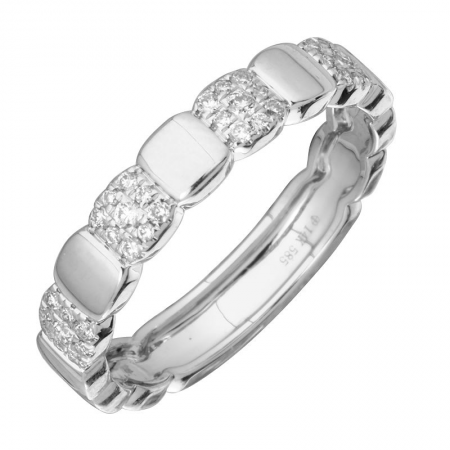 14K White Gold Alternating Diamond Square Ring