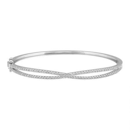 14K Gold Crossover Diamond Bangle