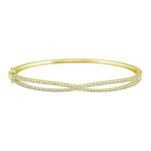 Load image into Gallery viewer, 14K Gold Crossover Diamond Bangle
