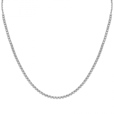 14K Gold Crown Prong Tennis Chain Necklace