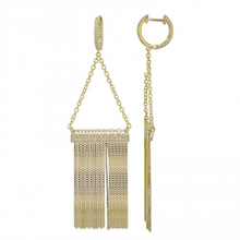 Load image into Gallery viewer, 14K Yellow Gold Diamond Bar Tassel Earrings
