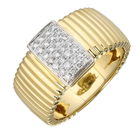 14K Yellow Gold Fluted Diamond Ring