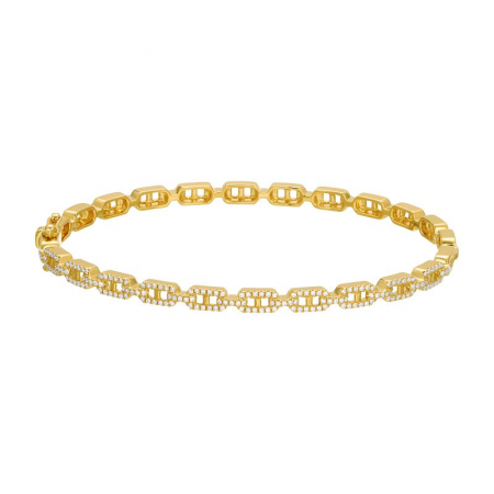 14k Yellow Gold Diamond Link Bangle