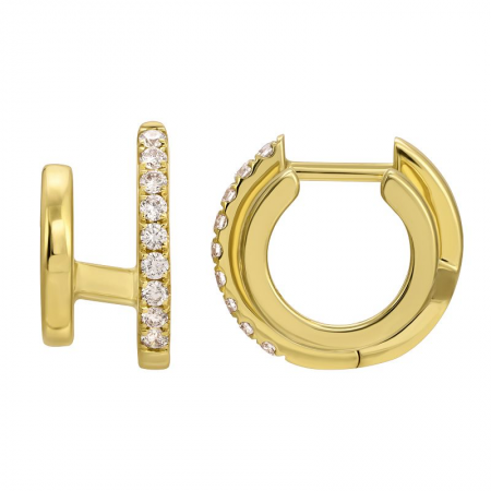 14k Yellow Gold Diamond Double Huggie