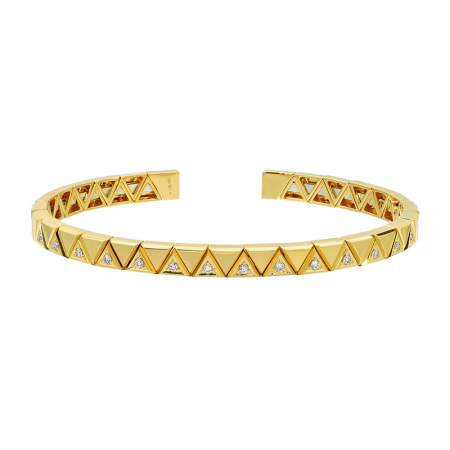 14K Yellow Gold Diamond Triangle Pattern Bangle