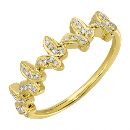 14k Yellow Gold Diamond Butterfly Ring