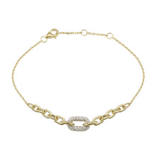 Load image into Gallery viewer, 14K Yellow Gold White Diamond Link Bracelet
