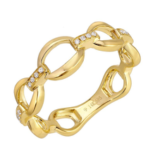Load image into Gallery viewer, 14K Yellow Gold Diamond Oval Link Ring
