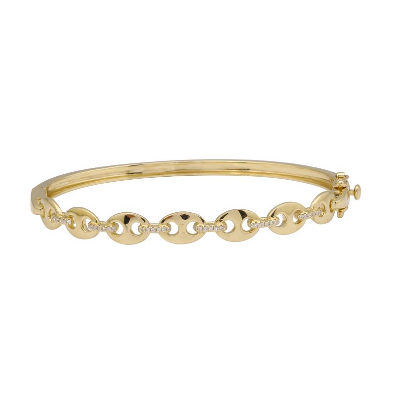 14K Yellow Gold Link Diamond Bangle