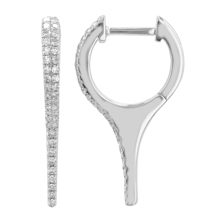 14K White Gold Diamond Pointy Huggie