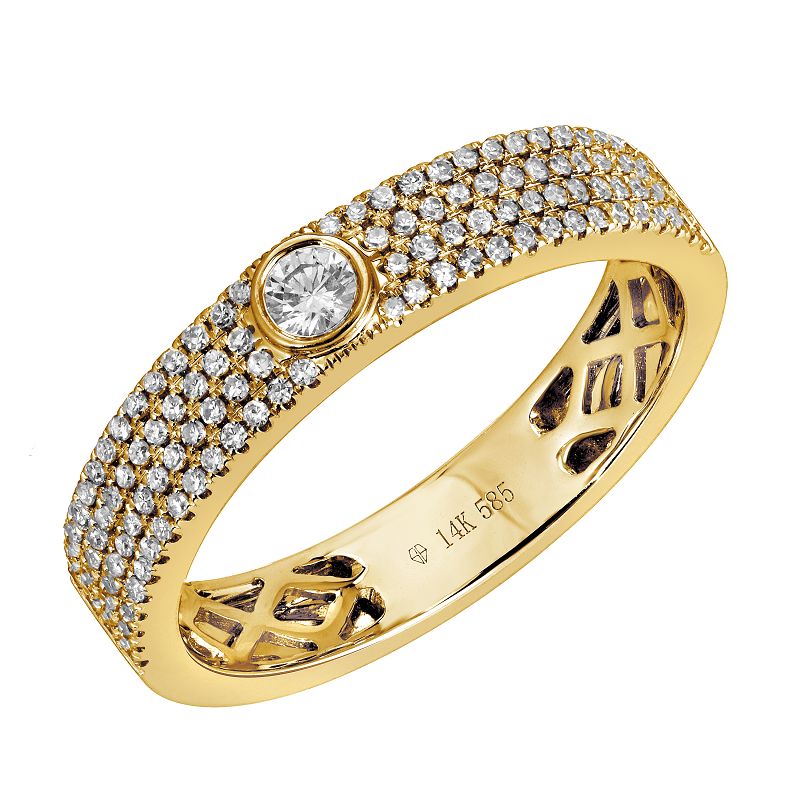 14K Yellow Gold Bezel Center Diamond Ring