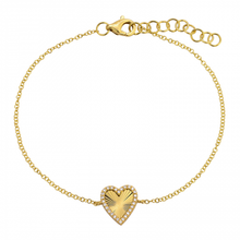 Load image into Gallery viewer, 14k Yellow Gold Diamond Fluted Heart Bracelet

