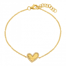Load image into Gallery viewer, 14k Yellow Gold Fluted Heart Diamond Bracelet

