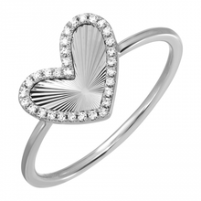 Load image into Gallery viewer, 14K Gold Medium Fluted Heart and Diamond Ring
