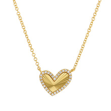 Load image into Gallery viewer, 14K Yellow Gold Diamond Fluted Unique Heart Necklace
