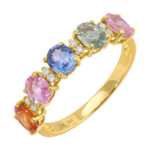 Load image into Gallery viewer, 14K Yellow Gold Multi Color Stone and Diamond Ring
