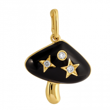 Load image into Gallery viewer, 14K Yellow Gold Diamond Enamel Mushroom Charm
