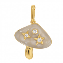 Load image into Gallery viewer, 14K Yellow Gold Diamond Enamel Mushroom Charm
