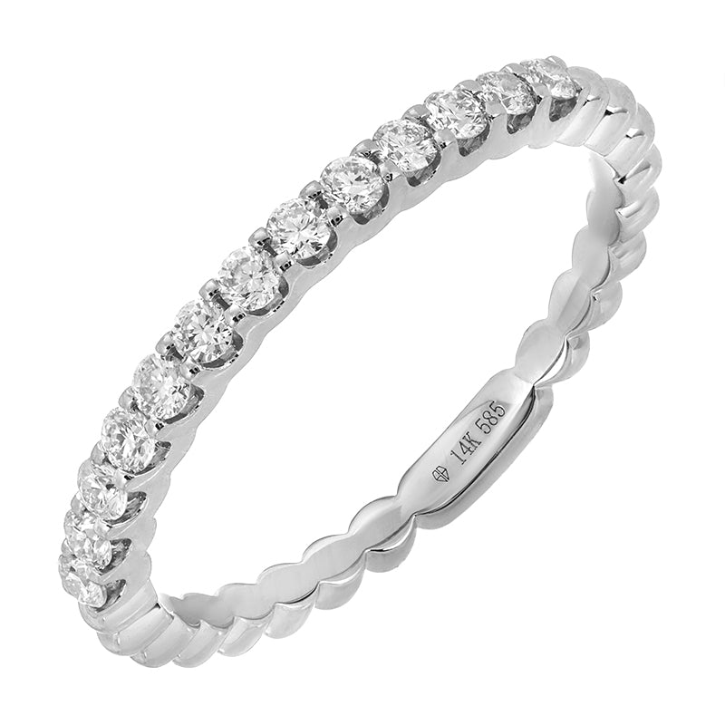 14K White Gold thin Diamond Band