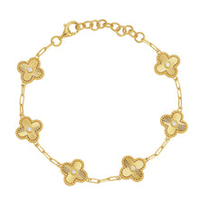 Load image into Gallery viewer, 14K Yellow Gold Fluted Clover Diamond Bracelet
