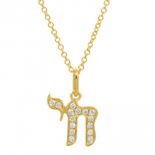 Load image into Gallery viewer, 14K Gold Diamond Chai Necklace

