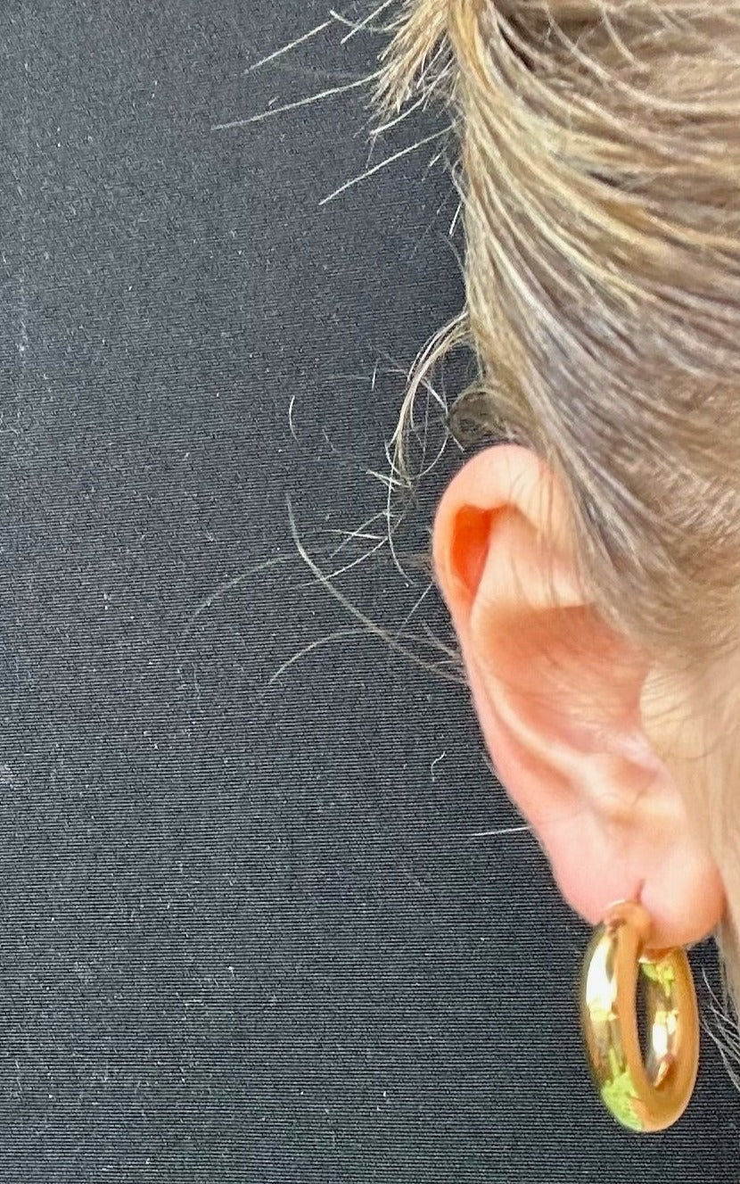 14K Yellow Gold 15mm Tube Hoops