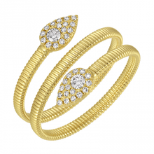 Load image into Gallery viewer, 14K Yellow Gold Omega Chian Diamond Pear Wrap Ring
