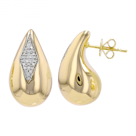 14k Yellow Gold Pear Shape Diamond Earrings
