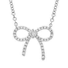 Load image into Gallery viewer, 14K White Gold Diamond Bow Necklace
